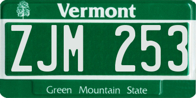 VT license plate ZJM253