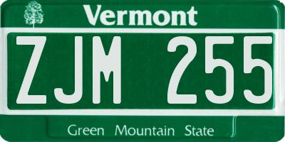 VT license plate ZJM255