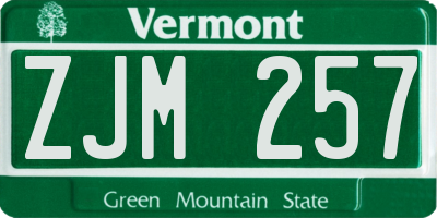 VT license plate ZJM257
