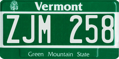 VT license plate ZJM258
