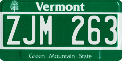VT license plate ZJM263