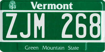 VT license plate ZJM268