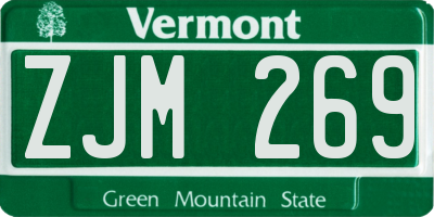 VT license plate ZJM269