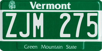 VT license plate ZJM275
