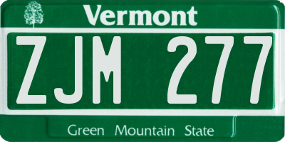 VT license plate ZJM277