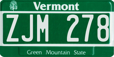 VT license plate ZJM278