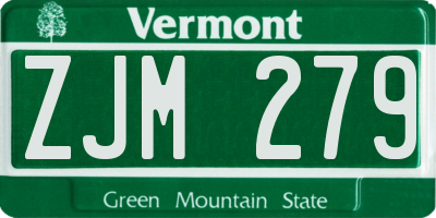 VT license plate ZJM279