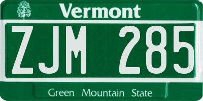 VT license plate ZJM285