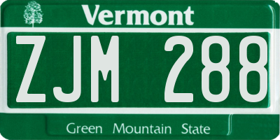 VT license plate ZJM288