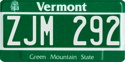 VT license plate ZJM292