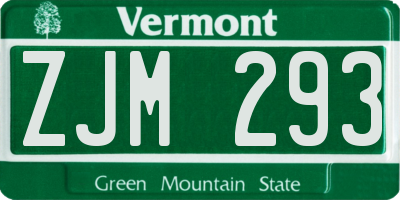 VT license plate ZJM293
