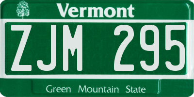 VT license plate ZJM295