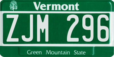 VT license plate ZJM296