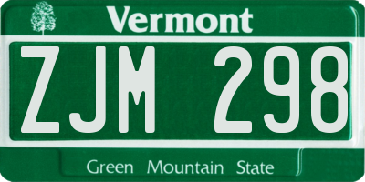 VT license plate ZJM298