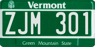 VT license plate ZJM301