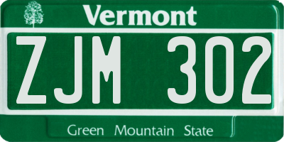 VT license plate ZJM302