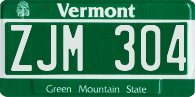 VT license plate ZJM304