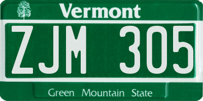 VT license plate ZJM305