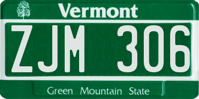 VT license plate ZJM306