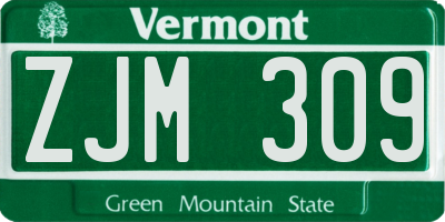 VT license plate ZJM309