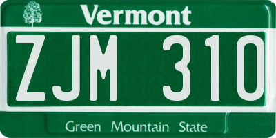 VT license plate ZJM310