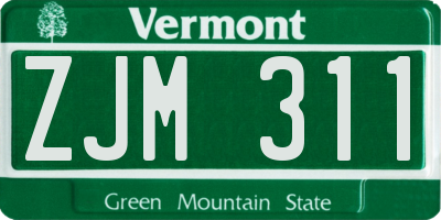 VT license plate ZJM311