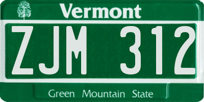 VT license plate ZJM312