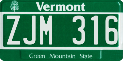 VT license plate ZJM316
