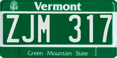VT license plate ZJM317