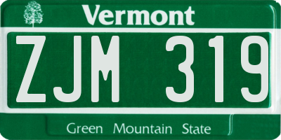 VT license plate ZJM319