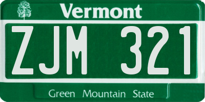 VT license plate ZJM321