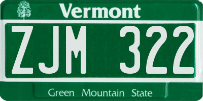 VT license plate ZJM322