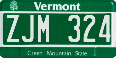 VT license plate ZJM324