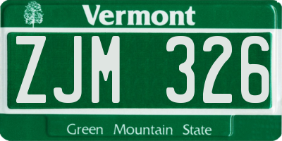 VT license plate ZJM326