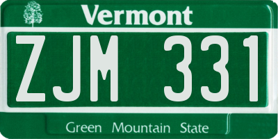 VT license plate ZJM331