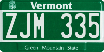 VT license plate ZJM335