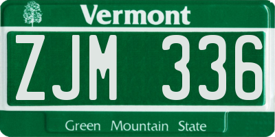 VT license plate ZJM336