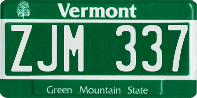 VT license plate ZJM337