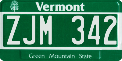 VT license plate ZJM342