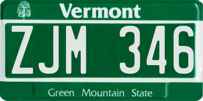 VT license plate ZJM346