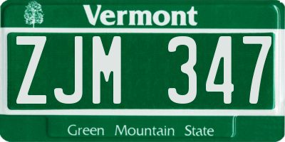 VT license plate ZJM347