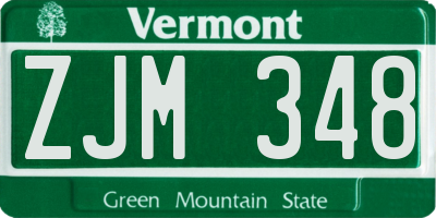 VT license plate ZJM348