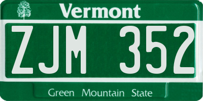 VT license plate ZJM352