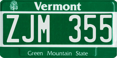 VT license plate ZJM355