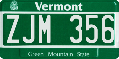VT license plate ZJM356