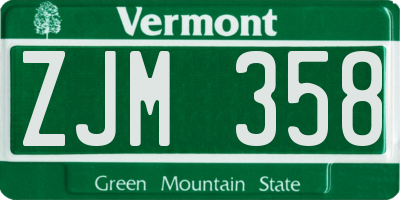 VT license plate ZJM358