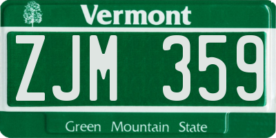 VT license plate ZJM359