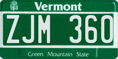 VT license plate ZJM360