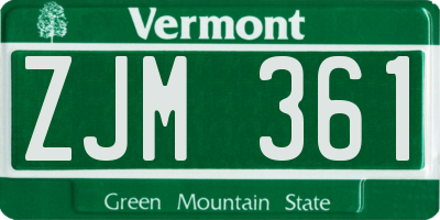 VT license plate ZJM361