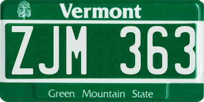 VT license plate ZJM363